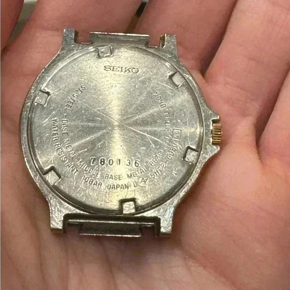 VINTAGE SEIKO SQ100 TWO TONE STAINLESS STEEL WATCH HEAD - Picture 5 of 6